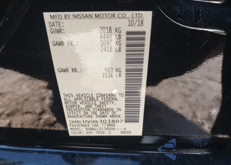 2019 Nissan Altima 2.5 Platinum from USA, damaged, VIN 1N4BL4FW5KN303807